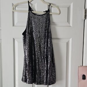 torrid Black Silver Sequin Tank Top
